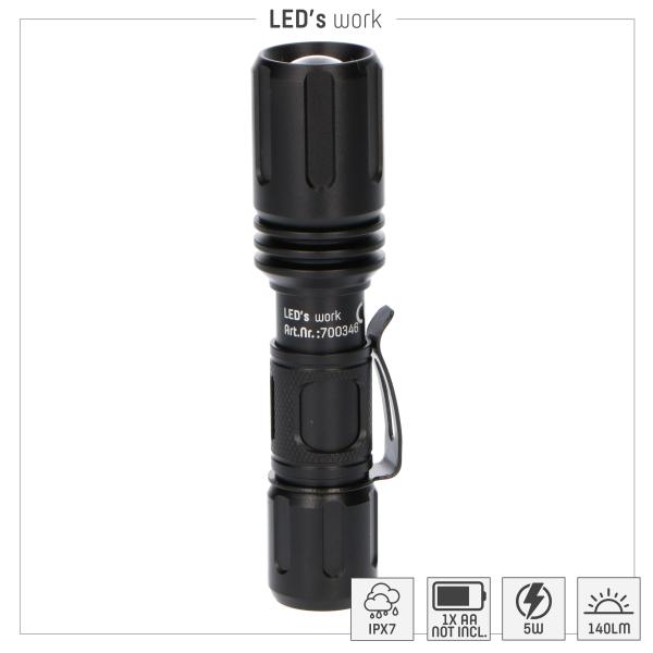 SHADA LED Taschenlampe 5W 140lm, IPX7, 1x AA - CREE Zoom (0700346)